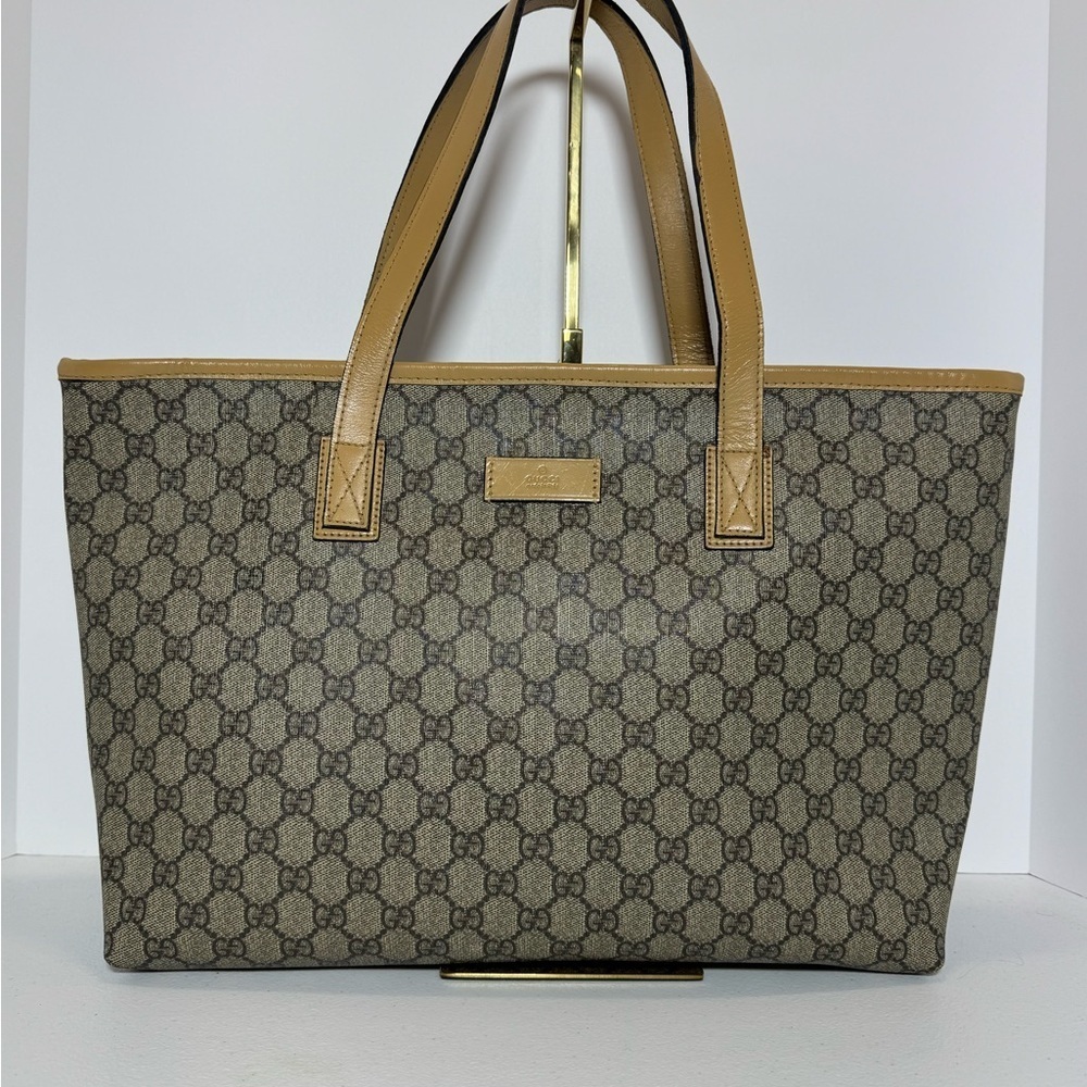 AUTHENTIC Gucci Tan and Brown Signature Tote